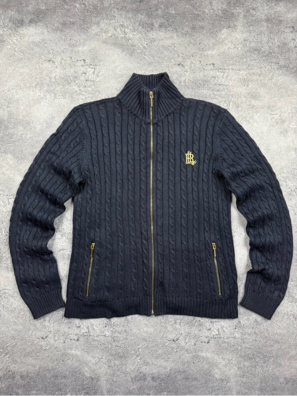 Lauren Ralph Lauren Cable-Knit Full-Zip Mockneck Sweater